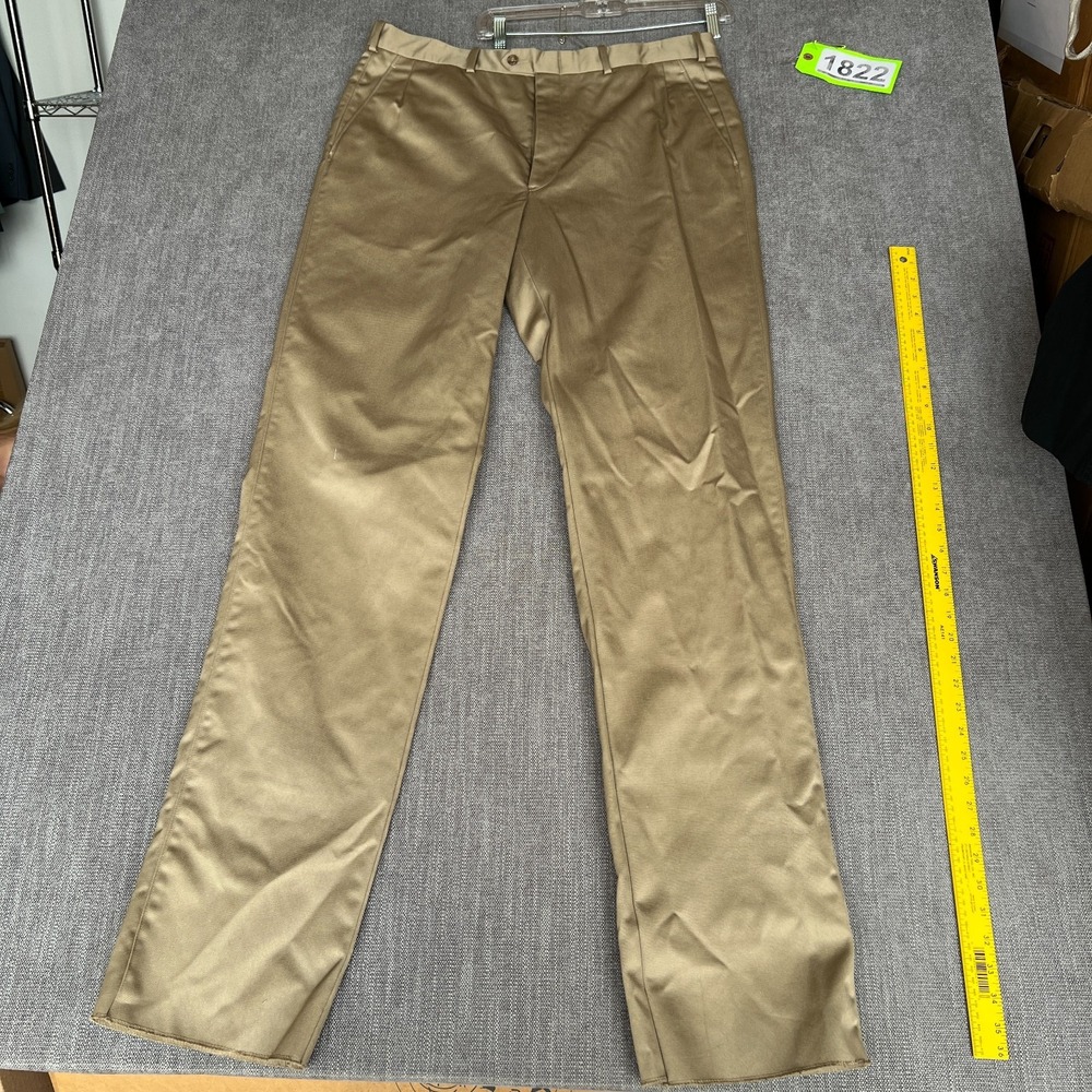 Paul Stuart Dress Pants Men 38 Gold Tan Hand Tailored Professional Office Career